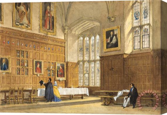Joseph Nash The Elder View of The Dining Hall in Magdalen College, Oxford Stretched Canvas Print / Canvas Art