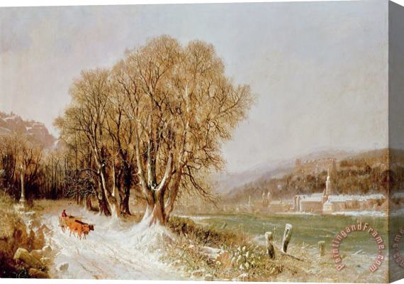 Joseph Paul Pettit On the River Neckar near Heidelberg Stretched Canvas Painting / Canvas Art