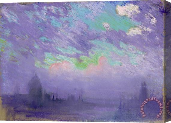 Joseph Pennell Green, Blue And Purple (view of London) Stretched Canvas Painting / Canvas Art