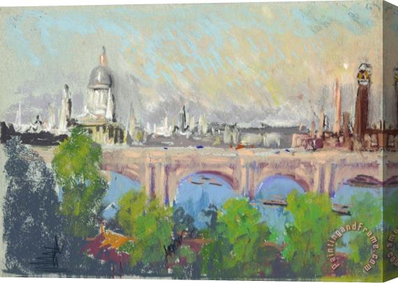 Joseph Pennell London Over Waterloo Bridge Stretched Canvas Painting / Canvas Art