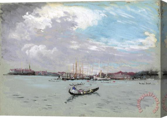 Joseph Pennell Outside Venice (lagoon And Gondola) Stretched Canvas Print / Canvas Art