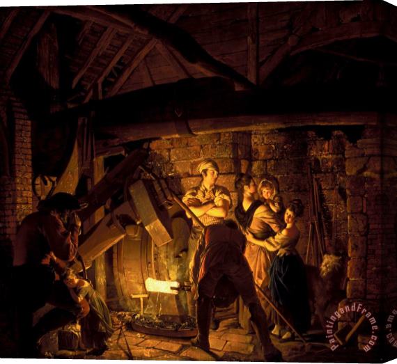 Joseph Wright  An Iron Forge Stretched Canvas Painting / Canvas Art