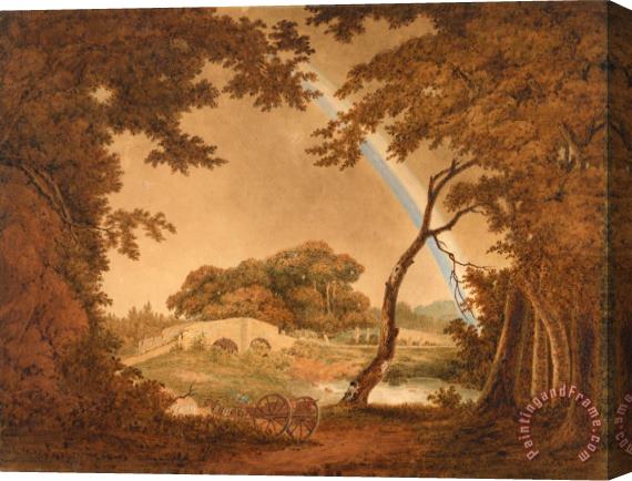 Joseph Wright  Landscape with Rainbow, View Near Chesterfield Stretched Canvas Painting / Canvas Art