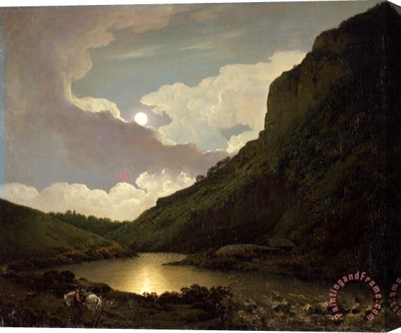Joseph Wright  Matlock Tor by Moonlight Stretched Canvas Painting / Canvas Art