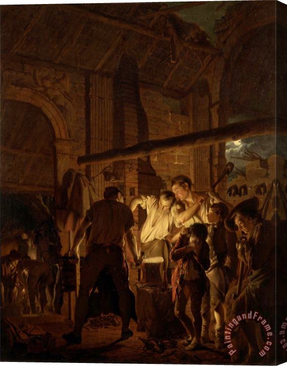 Joseph Wright  The Blacksmith's Shop Stretched Canvas Painting / Canvas Art