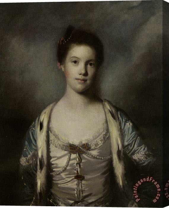 Joshua Reynolds Portrait of Bridget Moris in a White Silk Dress Stretched Canvas Painting / Canvas Art