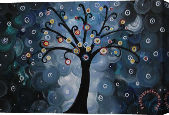 Joy Baer Solo Blue Dream Tree Spiral Night Stretched Canvas Painting / Canvas Art