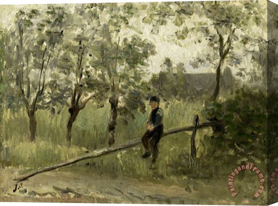 Jozef Israels Boerenjongen Op Een Slagboom Stretched Canvas Print / Canvas Art