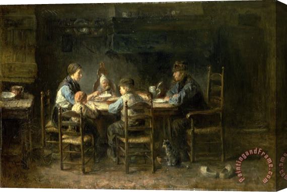 Jozef Israels Peasant Family at The Table Stretched Canvas Painting / Canvas Art