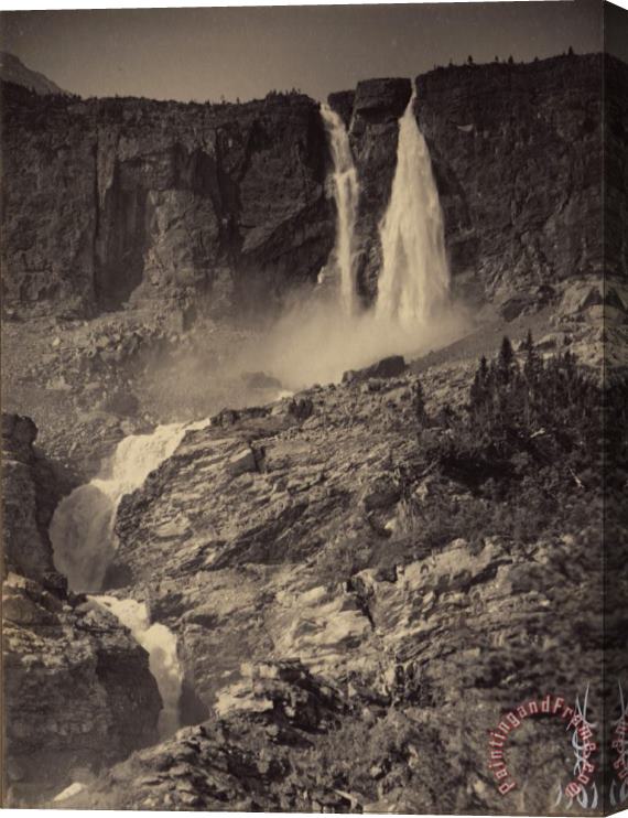 Jr. George B. Vaux Twin Falls, Yoho Valley, 100 Ft. High, Mar Field, British Columbia. Stretched Canvas Print / Canvas Art