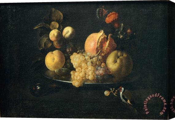 Juan de Zurbaran Still Life with Fruit And Goldfinch Stretched Canvas Painting / Canvas Art