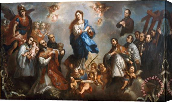 Juan Francisco de Aguilera The Inmaculate Conception with Jesuits Stretched Canvas Print / Canvas Art