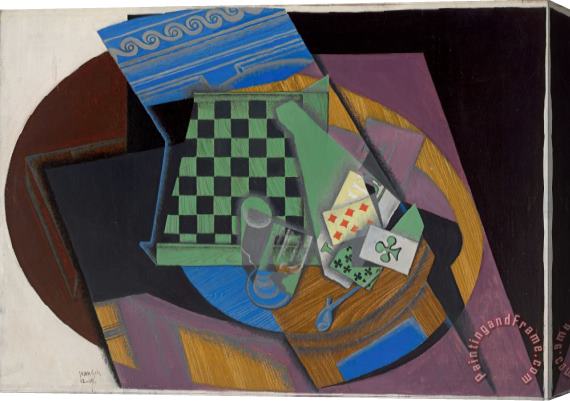Juan Gris Damier Et Cartes a Jouer (checkerboard And Playing Cards) Stretched Canvas Print / Canvas Art