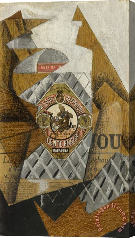 Juan Gris La Bouteille D'anis (the Bottle of An's Del Mono) Stretched Canvas Print / Canvas Art