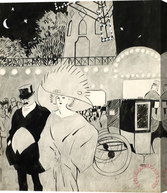 Juan Gris Outside The Moulin Rouge Stretched Canvas Print / Canvas Art