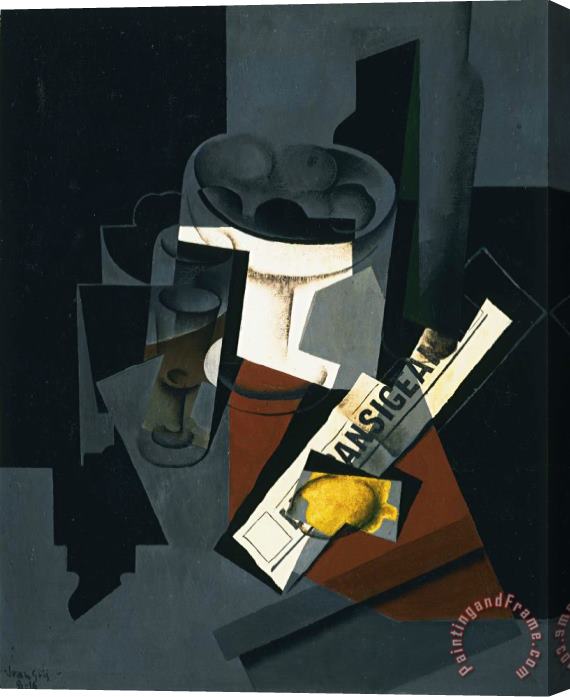 Juan Gris Still Life with Newspaper Stretched Canvas Print / Canvas Art