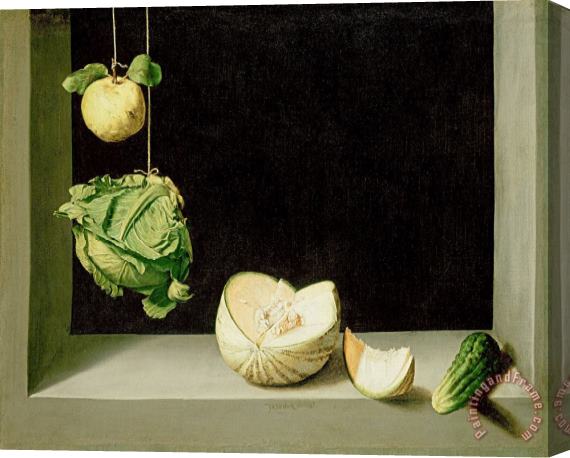 Juan Sanchez Cotan Quince, Cabbage, Melon, And Cucumber Stretched Canvas Print / Canvas Art