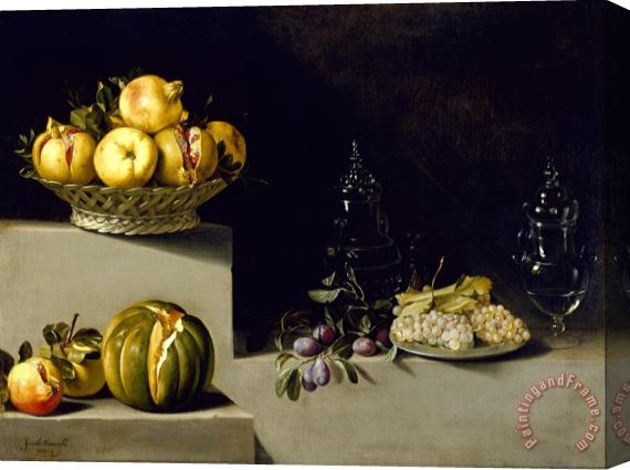 Juan van der Hamen y Leon Still Life with Fruit And Glassware Stretched Canvas Painting / Canvas Art
