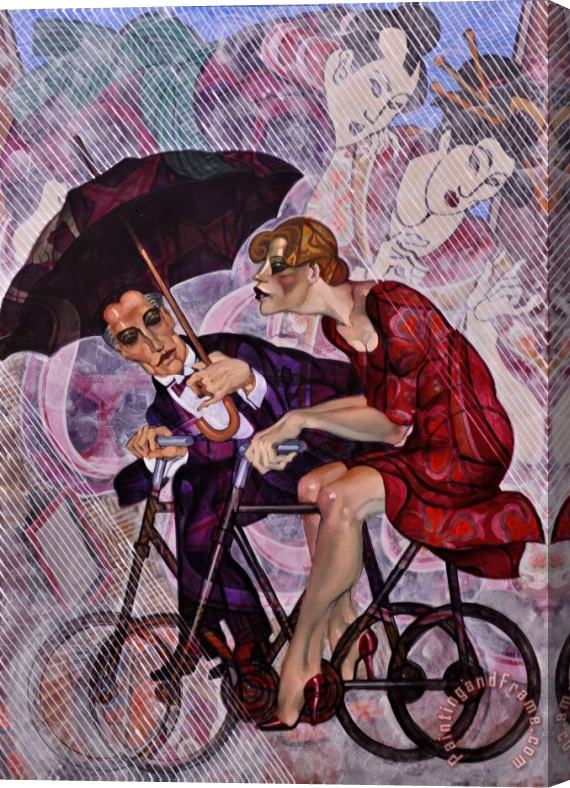 Juarez Machado Pedaling in The Rain Stretched Canvas Painting / Canvas Art