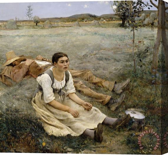 Jules Bastien Lepage Hay Making Stretched Canvas Painting / Canvas Art