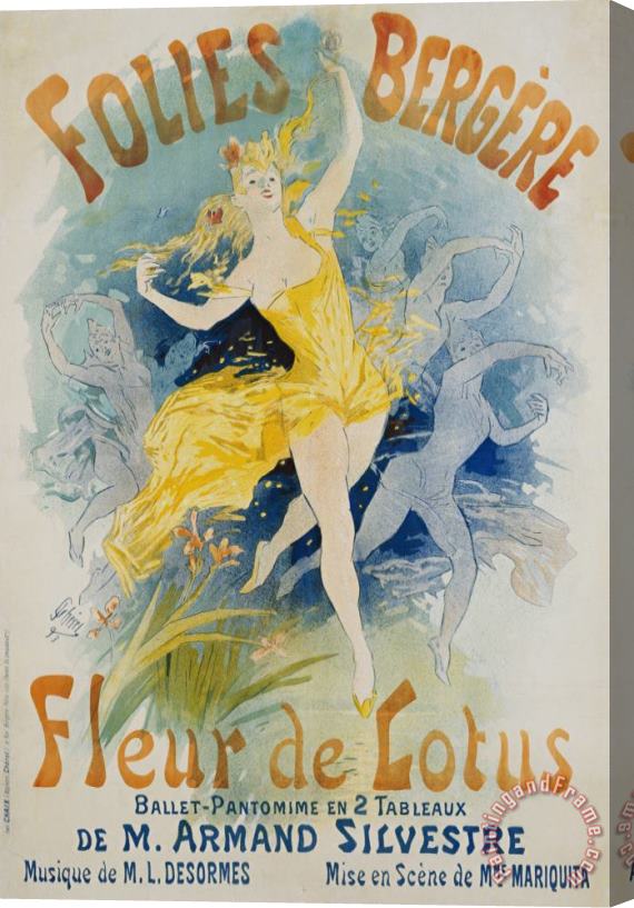 Jules Cheret Folies Bergere Fleur De Lotus Poster Stretched Canvas Painting / Canvas Art