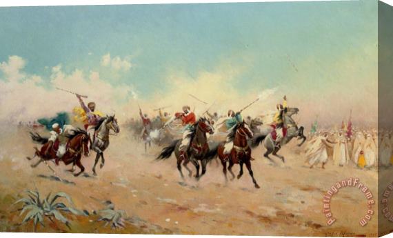 Jules Monge A Cavalry Charge Stretched Canvas Print / Canvas Art