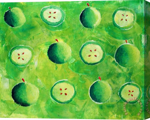 Julie Nicholls Apples In Halves Stretched Canvas Painting / Canvas Art