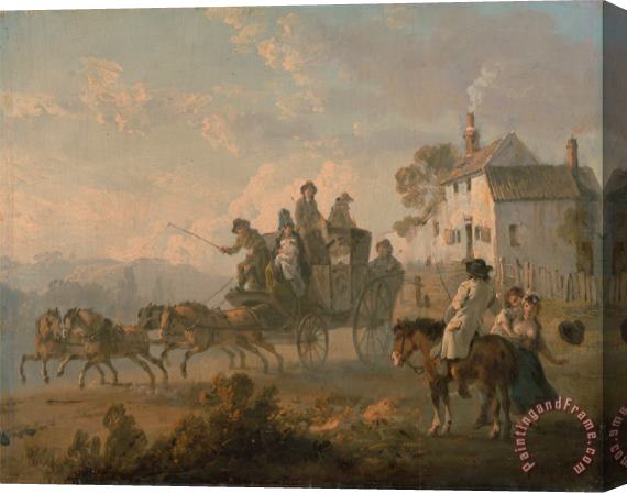 Julius Caesar Ibbetson A Stage Coach on a Country Road Stretched Canvas Painting / Canvas Art
