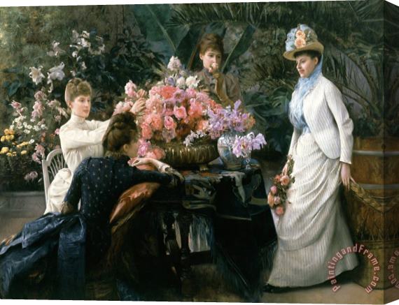 Julius Leblanc Stewart Spring Flowers (in The Conservatory) Stretched Canvas Painting / Canvas Art