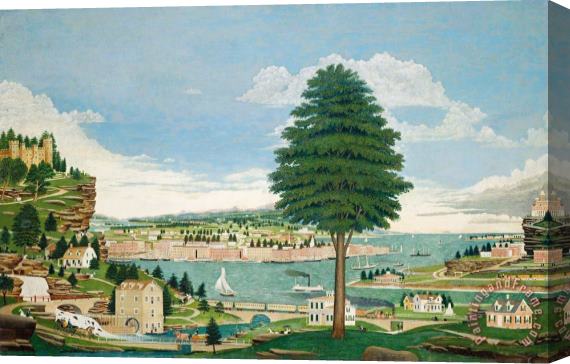Jurgen Frederick Huge Composite Harbor Scene With Castle Stretched Canvas Painting / Canvas Art