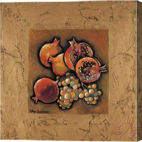 Karel Burrows Pomegranates And Grapes Stretched Canvas Painting / Canvas Art