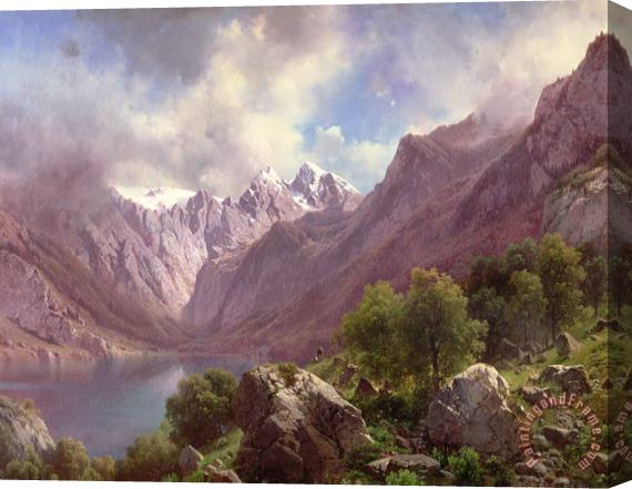 Karl Millner An Alpine Lake Stretched Canvas Painting / Canvas Art