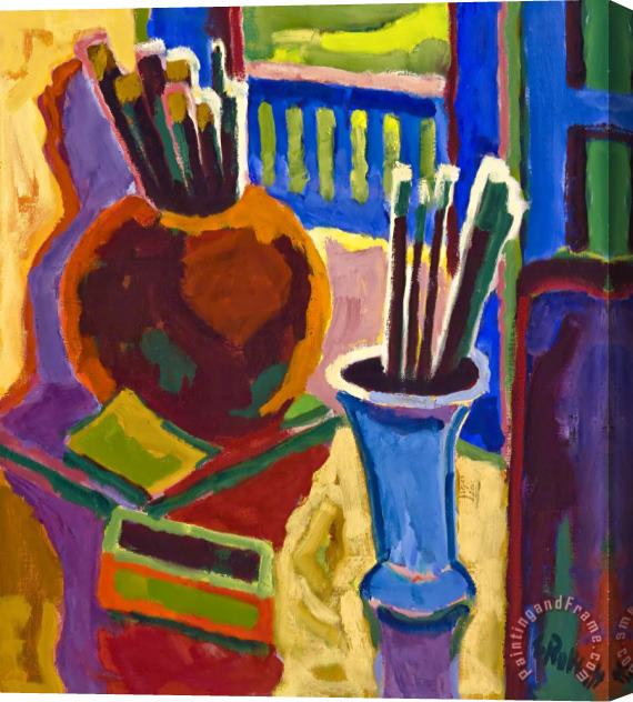 Karl Schmidt-Rottluff Paintbrushes (in Memoriam Walter Gramatte) Stretched Canvas Painting / Canvas Art