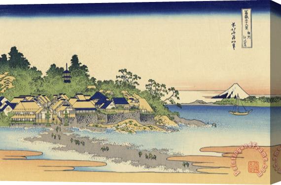 Katsushika Hokusai Enoshima in Sagami Province Stretched Canvas Painting / Canvas Art