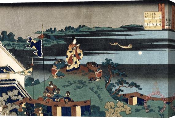Katsushika Hokusai The Exiled Poet Nakamaro Stretched Canvas Print / Canvas Art