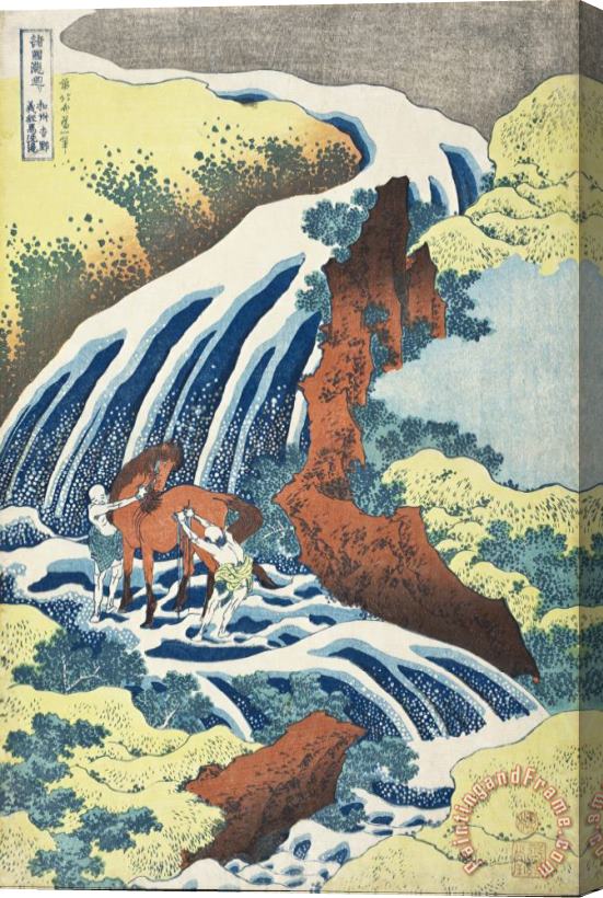 Katsushika Hokusai The Yoshitsune Horse Washing Falls at Yoshino, Izumi Province Stretched Canvas Print / Canvas Art