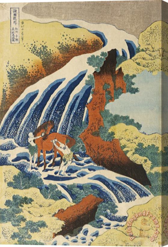 Katsushika Hokusai Two Men Washing a Horse in a Waterfall Stretched Canvas Painting / Canvas Art
