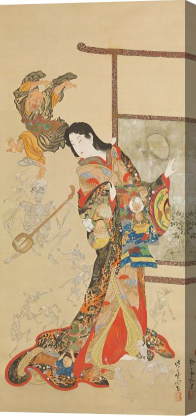 Kawanabe Kyosai Jigoku Dayu Stretched Canvas Print / Canvas Art