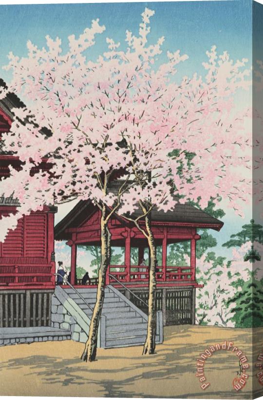 Kawase Hasui Cherry Blossoms at Kiyomizu Temple in Uyeno Park, Tokyo (uyeno Kiyomizu Do No Sakura) Stretched Canvas Painting / Canvas Art