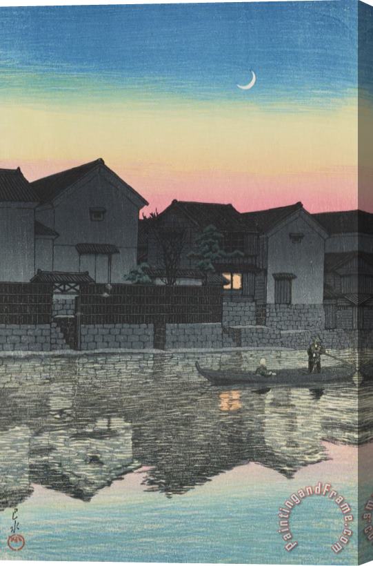 Kawase Hasui Crescent Moon at Matsuye (izumo Matsuye Mikazuki) Stretched Canvas Print / Canvas Art