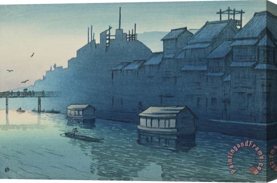 Kawase Hasui Dawn at Dotonbori, Osaka (osaka Dotonbori No Asa), From The Series Souvenirs of Travels, Second Series (tabi Miyage, Dai Ni Shu) Stretched Canvas Painting / Canvas Art