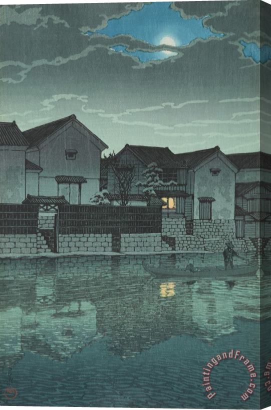 Kawase Hasui Dull Moonlight at Matsuye (izumo Matsuye Oborozuki), From The Series Souvenirs of Travels, Third Series (tabi Miyage, Dai San Shu) Stretched Canvas Print / Canvas Art