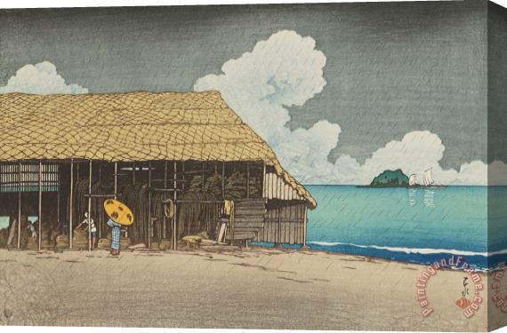Kawase Hasui Fishing Shed on Himi Beach (hama Goya Etchu), From The Series Souvenirs of Travels, Second Series (tabi Miyage, Dai Ni Shu) Stretched Canvas Print / Canvas Art
