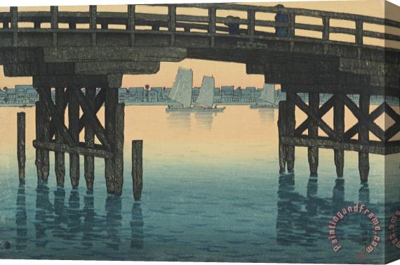 Kawase Hasui Kamino Hashi, Bridge Over The Fukagawa (fukagawa Kamino Hashi), From The Series Twelve Subjects of Tokyo Stretched Canvas Painting / Canvas Art