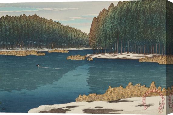 Kawase Hasui Remaining Snow at Inokashira (inokashira No Nansetsu), From The Series Twelve Subjects of Tokyo Stretched Canvas Painting / Canvas Art