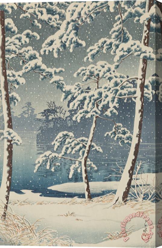 Kawase Hasui Senzoku Pond in Snow (senzoku Ike) Stretched Canvas Painting / Canvas Art