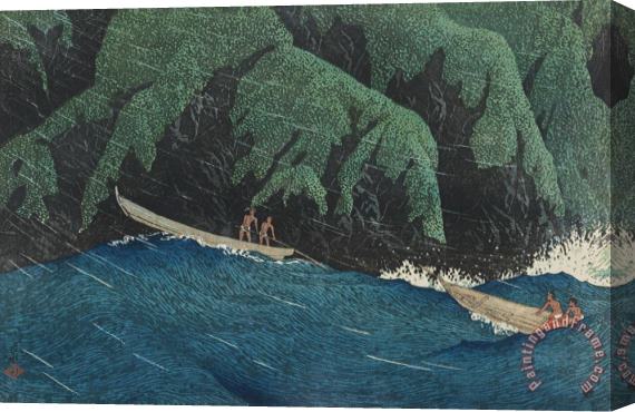Kawase Hasui Showers on The Ura Coast, Echigo Province (echigo No Urahama), From The Series Souvenirs of Travels, Second Series (tabi Miyage, Dai Ni Shu) Stretched Canvas Painting / Canvas Art
