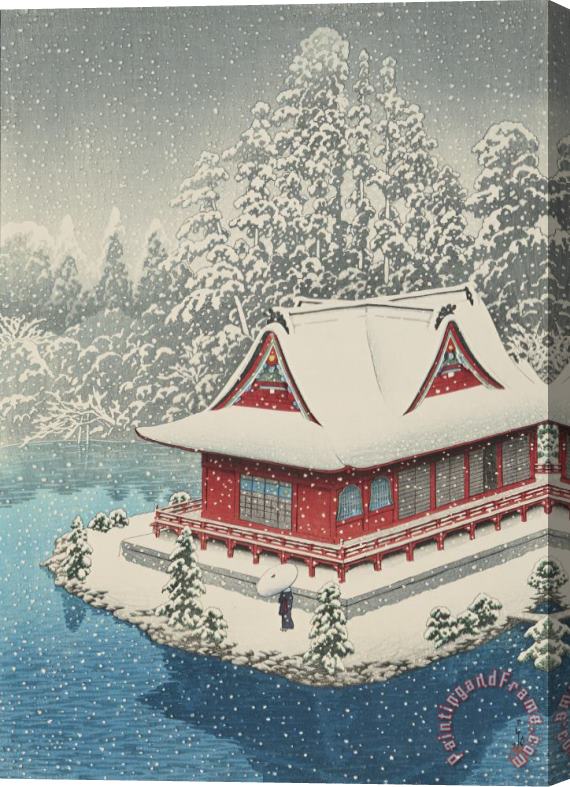 Kawase Hasui Shrine of Benten at Inokashira, in Snow (inokashira No Yuki) Stretched Canvas Painting / Canvas Art