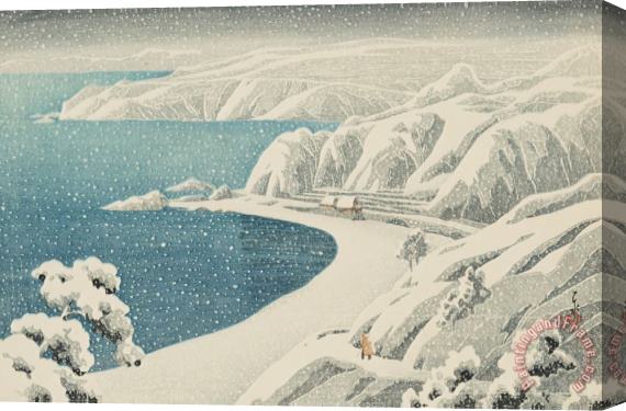 Kawase Hasui Snow at Night, Mikawa Zaka (sado, Nishi Mikawa Zaka), From The Series Souvenirs of Travels, Second Series (tabi Miyage, Dai Ni Shu) Stretched Canvas Print / Canvas Art