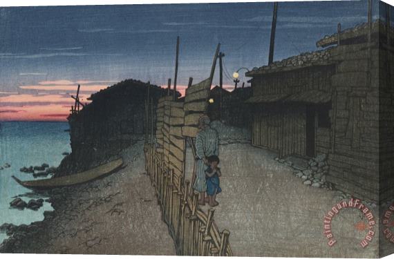 Kawase Hasui Sunset at Aikawa (sado Aikawa Machi), From The Series Souvenirs of Travels, Second Series (tabi Miyage, Dai Ni Shu) Stretched Canvas Print / Canvas Art
